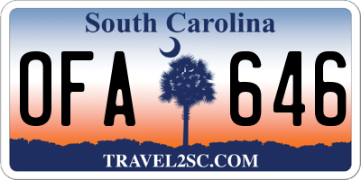 SC license plate OFA646