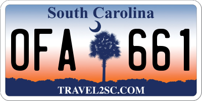 SC license plate OFA661