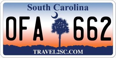 SC license plate OFA662