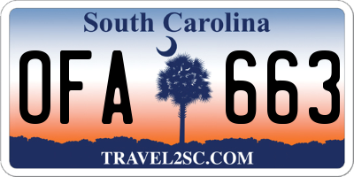 SC license plate OFA663