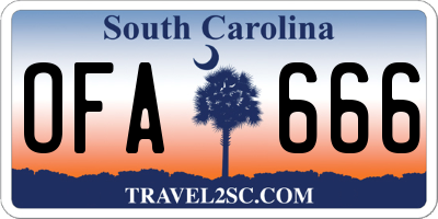 SC license plate OFA666