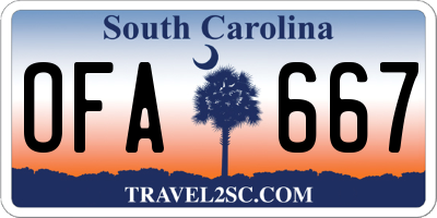 SC license plate OFA667