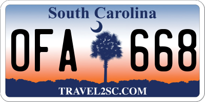 SC license plate OFA668