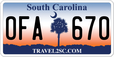 SC license plate OFA670