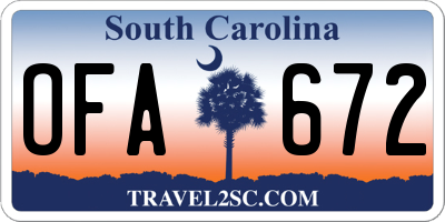 SC license plate OFA672