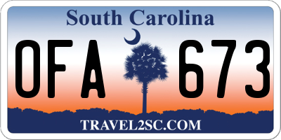SC license plate OFA673