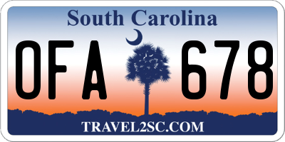 SC license plate OFA678