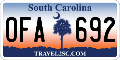 SC license plate OFA692