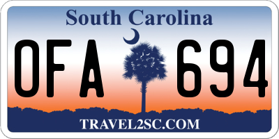 SC license plate OFA694