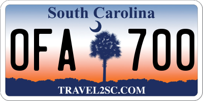 SC license plate OFA700