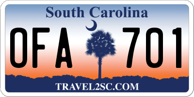 SC license plate OFA701