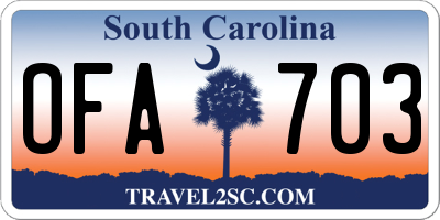 SC license plate OFA703