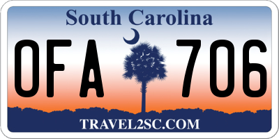 SC license plate OFA706