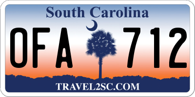 SC license plate OFA712