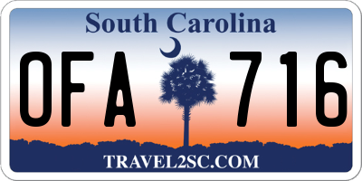 SC license plate OFA716