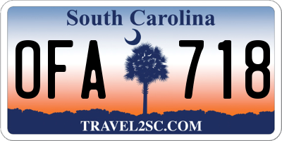 SC license plate OFA718