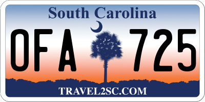 SC license plate OFA725