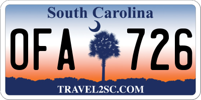 SC license plate OFA726