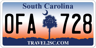 SC license plate OFA728