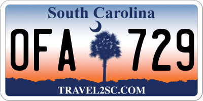 SC license plate OFA729
