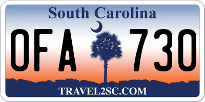 SC license plate OFA730