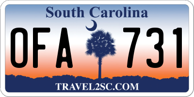 SC license plate OFA731