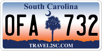 SC license plate OFA732