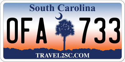 SC license plate OFA733