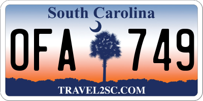 SC license plate OFA749