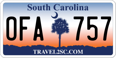 SC license plate OFA757