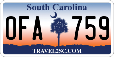 SC license plate OFA759