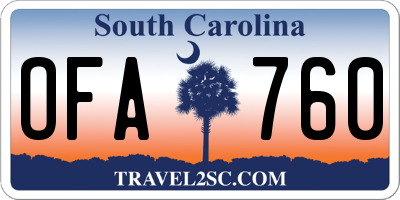 SC license plate OFA760