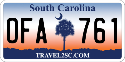SC license plate OFA761