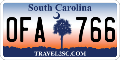 SC license plate OFA766