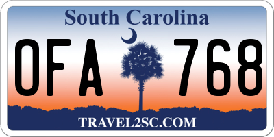 SC license plate OFA768