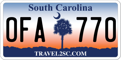 SC license plate OFA770