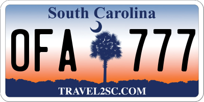SC license plate OFA777