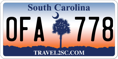 SC license plate OFA778