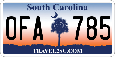 SC license plate OFA785