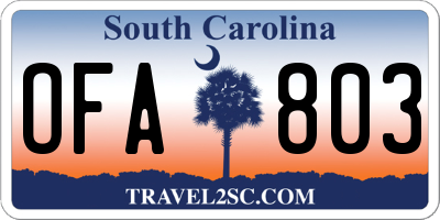 SC license plate OFA803