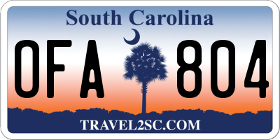 SC license plate OFA804