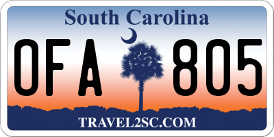 SC license plate OFA805