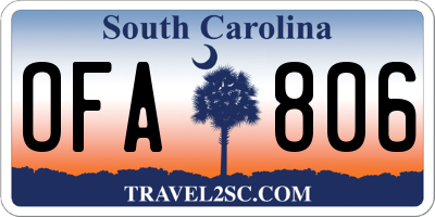 SC license plate OFA806