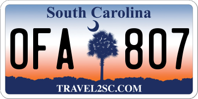 SC license plate OFA807