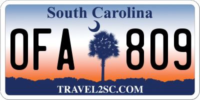 SC license plate OFA809