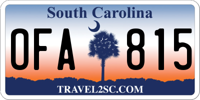 SC license plate OFA815