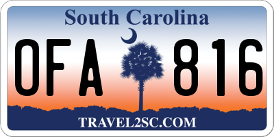 SC license plate OFA816