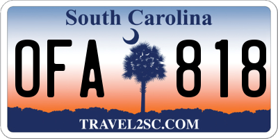 SC license plate OFA818