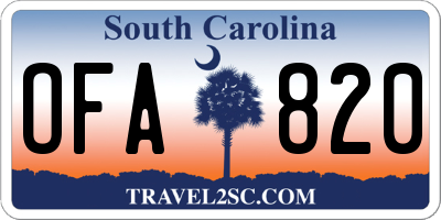 SC license plate OFA820