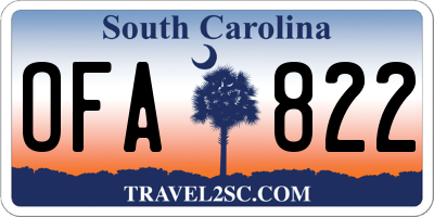 SC license plate OFA822